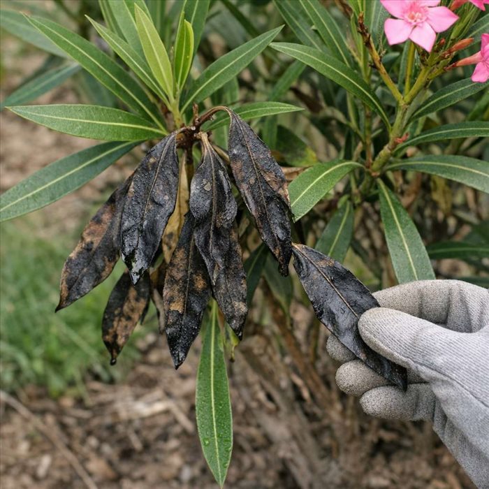 Feuilles de laurier-rose noires : causes, signes et solutions