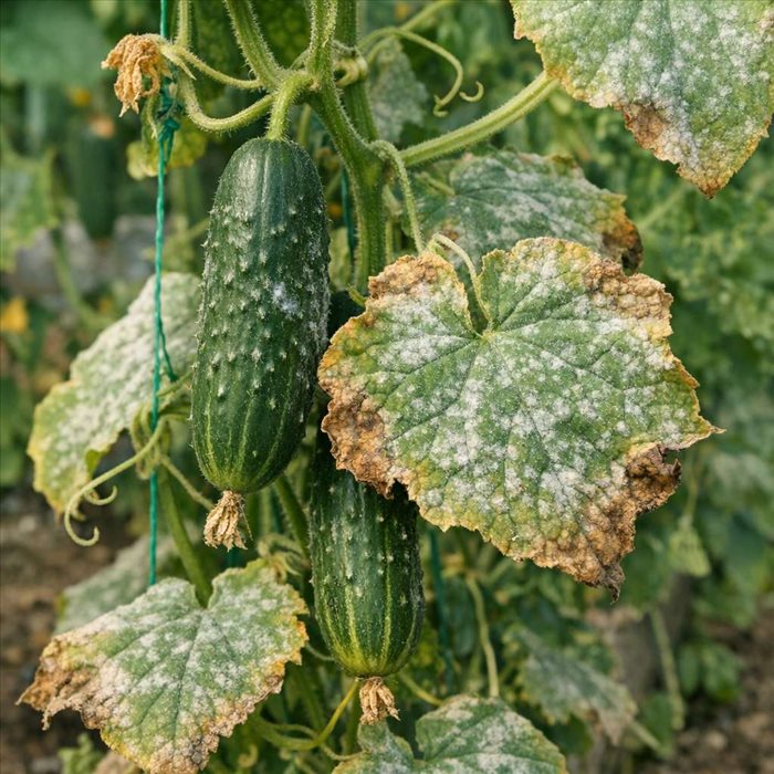 Oïdium du concombre en fin d’été : causes et solutions